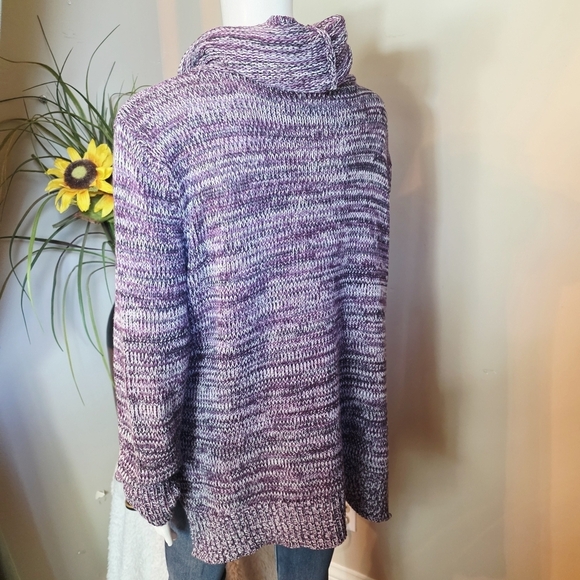 River Soft Cotton Blend Purple Cowl Neck Sweater - Picture 5 of 7